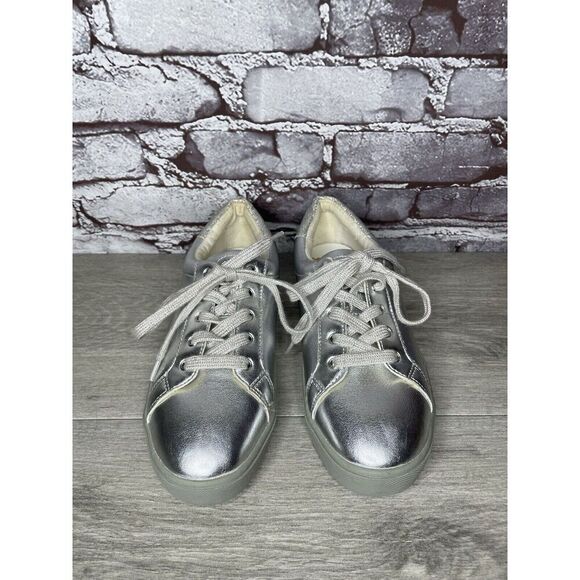 Sam Edelman Ethyl Silver Leather Casual Lace Up Sneakers Women Sz 4M US/36EU - Picture 2 of 16